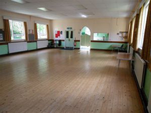 Interior of St Barnabas Church Hall - view towards the entrance
